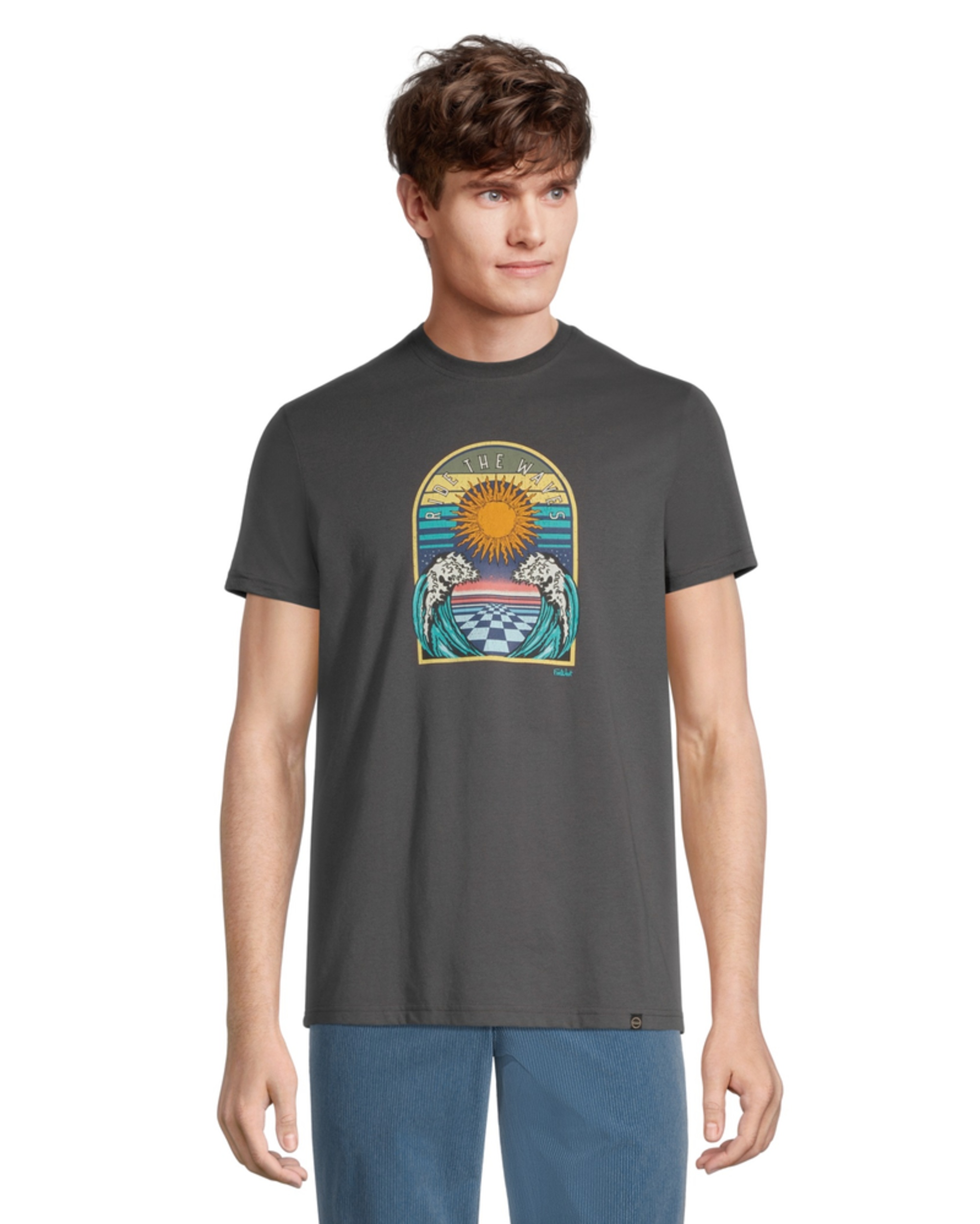 FarWest Men's Ride The Waves Crewneck Graphic T Shirt | Marks