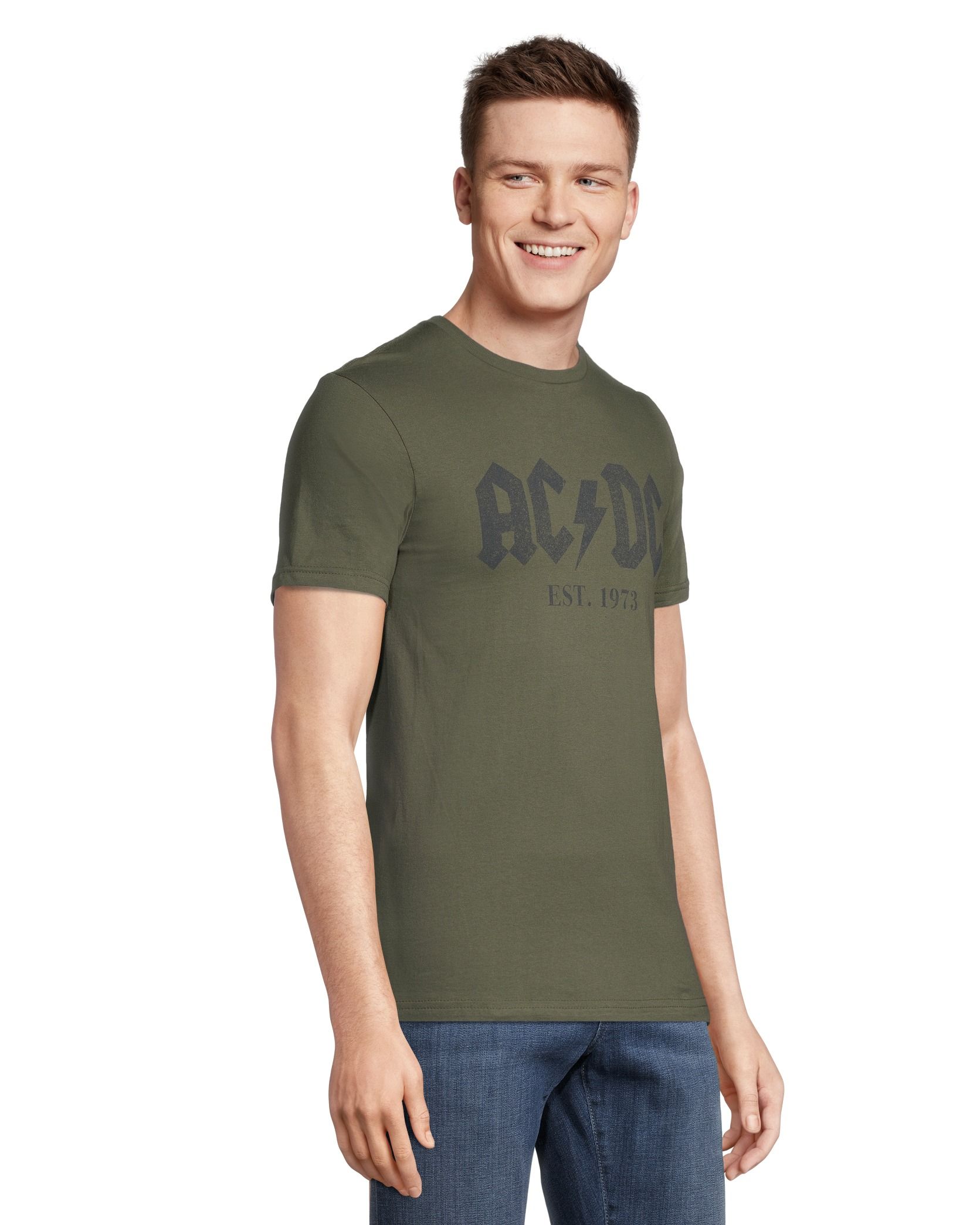AC/DC Unisex Adult Back Print Logo T-Shirt - Official Licensed Cotton Tee, Crew Neck, Short Sleeve (White, Small)