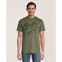 Logo T-Shirt Men's Fender Stratocaster Vintage Graphic Crewneck T Shirt Front_Flat