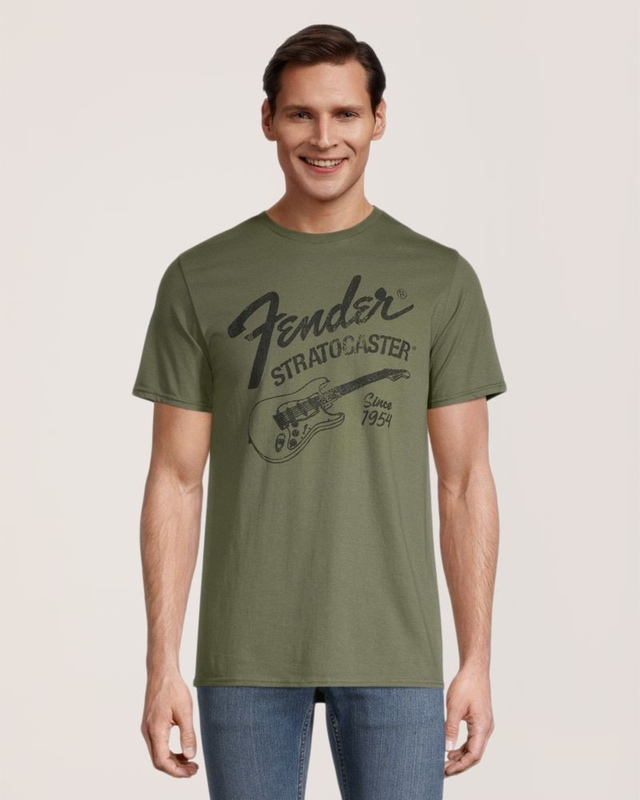 T-shirt à col ras du cou avec graphique rétro de Fender Stratocaster pour hommes, Logo T-Shirt