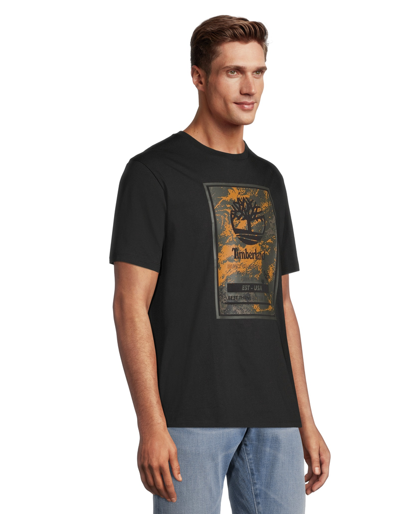 Timberland Men s Square Camo Crewneck Cotton T Shirt Marks