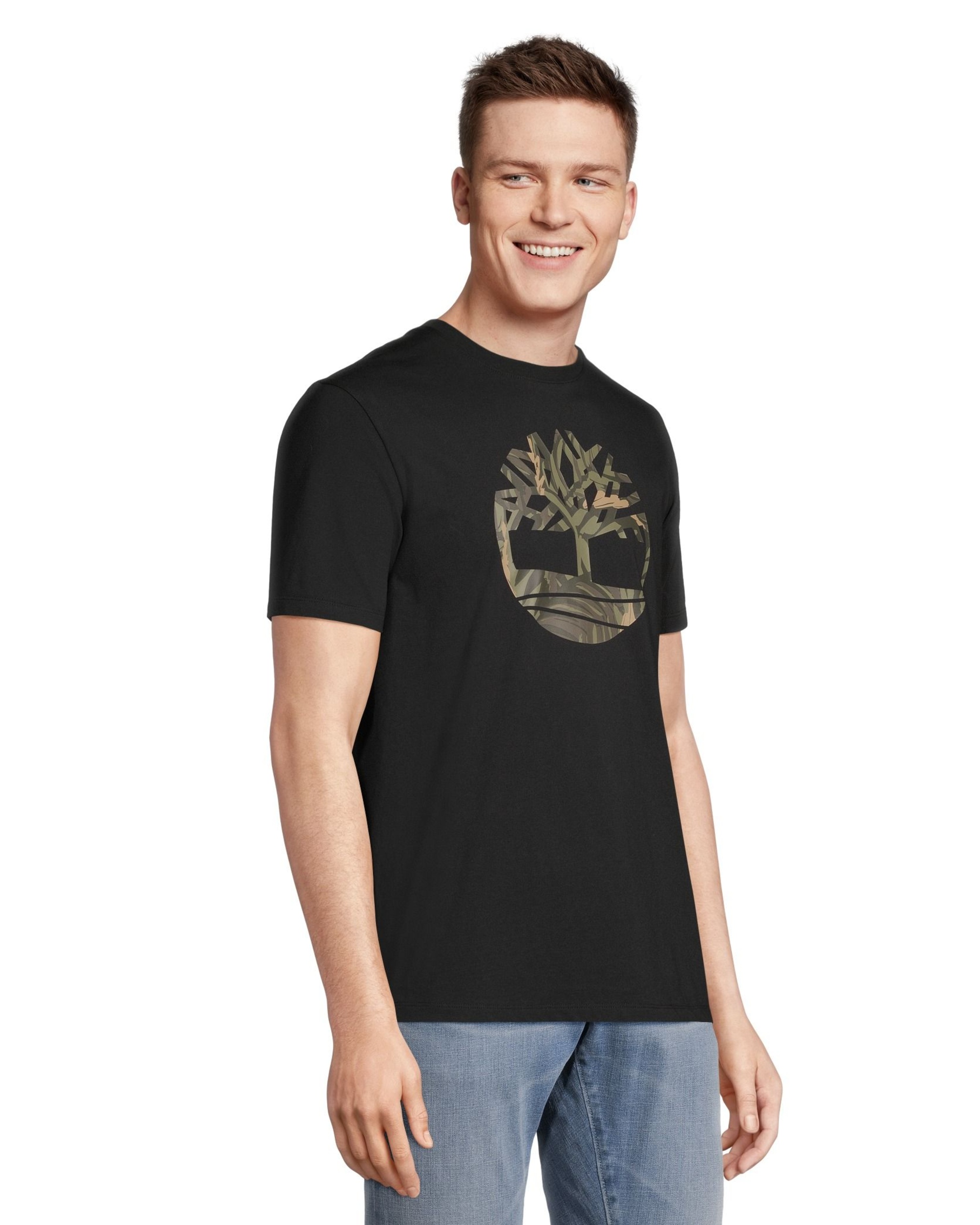 Timberland Men's Tree Camo Crewneck Cotton T Shirt | Marks