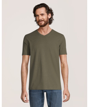 T-shirt extensible à encolure en V et à manches courtes, Denver Hayes