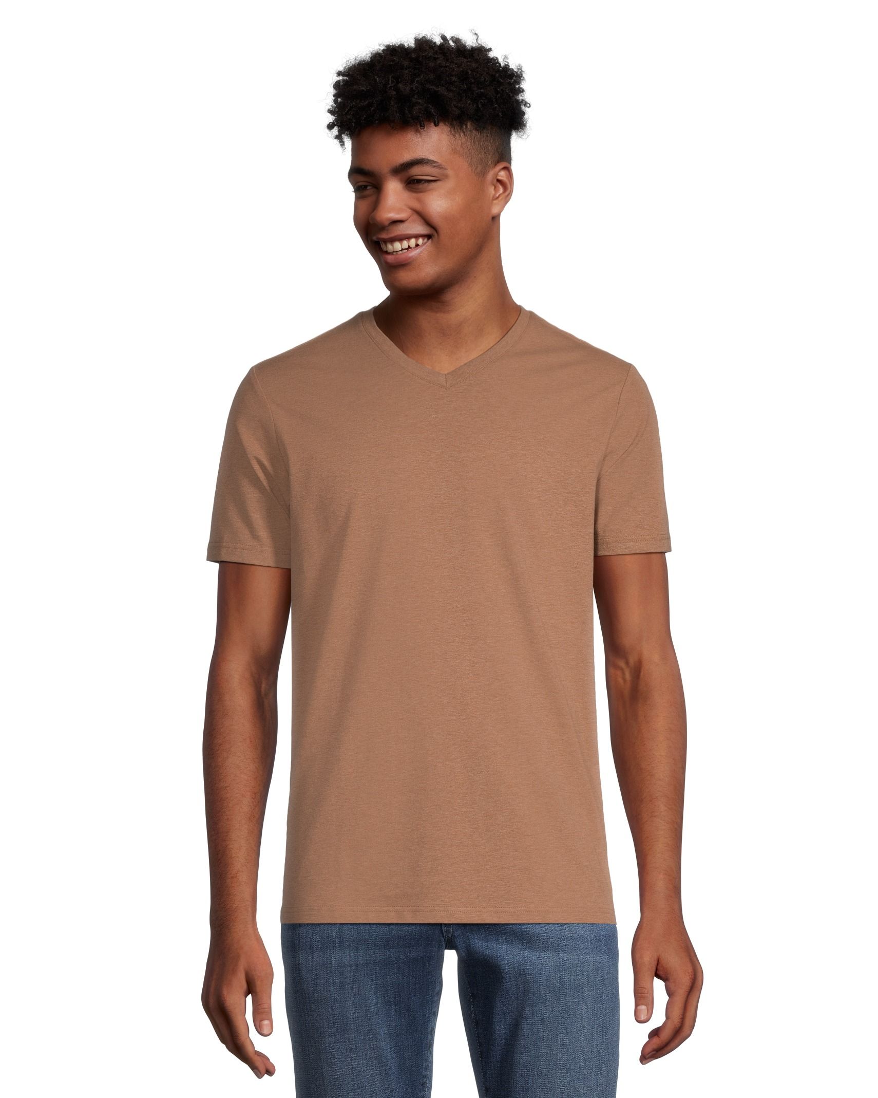 Brown v neck t hotsell shirt mens