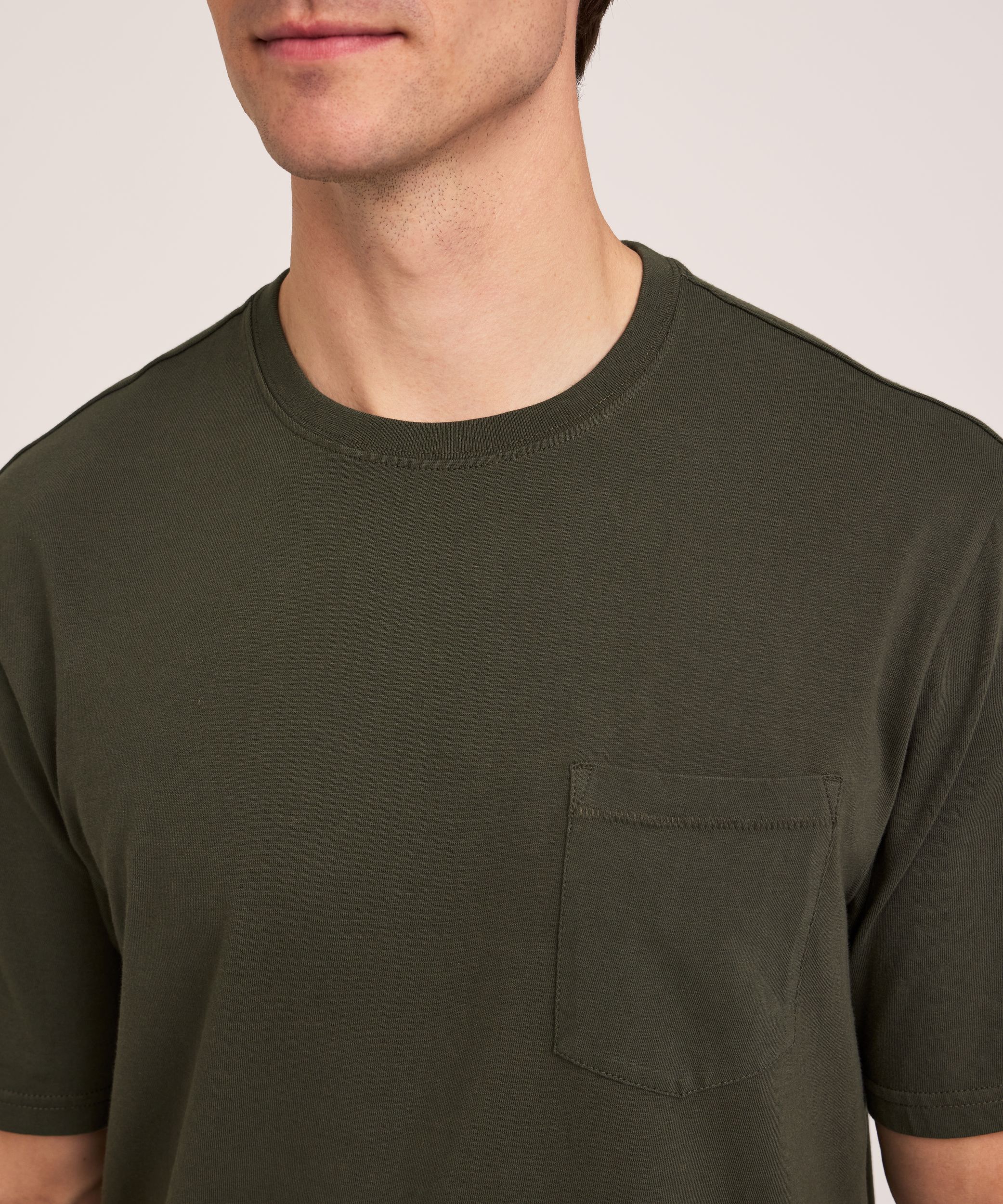 Denver Hayes Men's 50 Wash Classic Fit Chest Pocket Crewneck Cotton T-Shirt