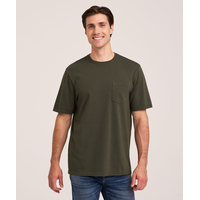 Denver Hayes Men's 50 Wash Classic Fit Chest Pocket Crewneck Cotton T Shirt