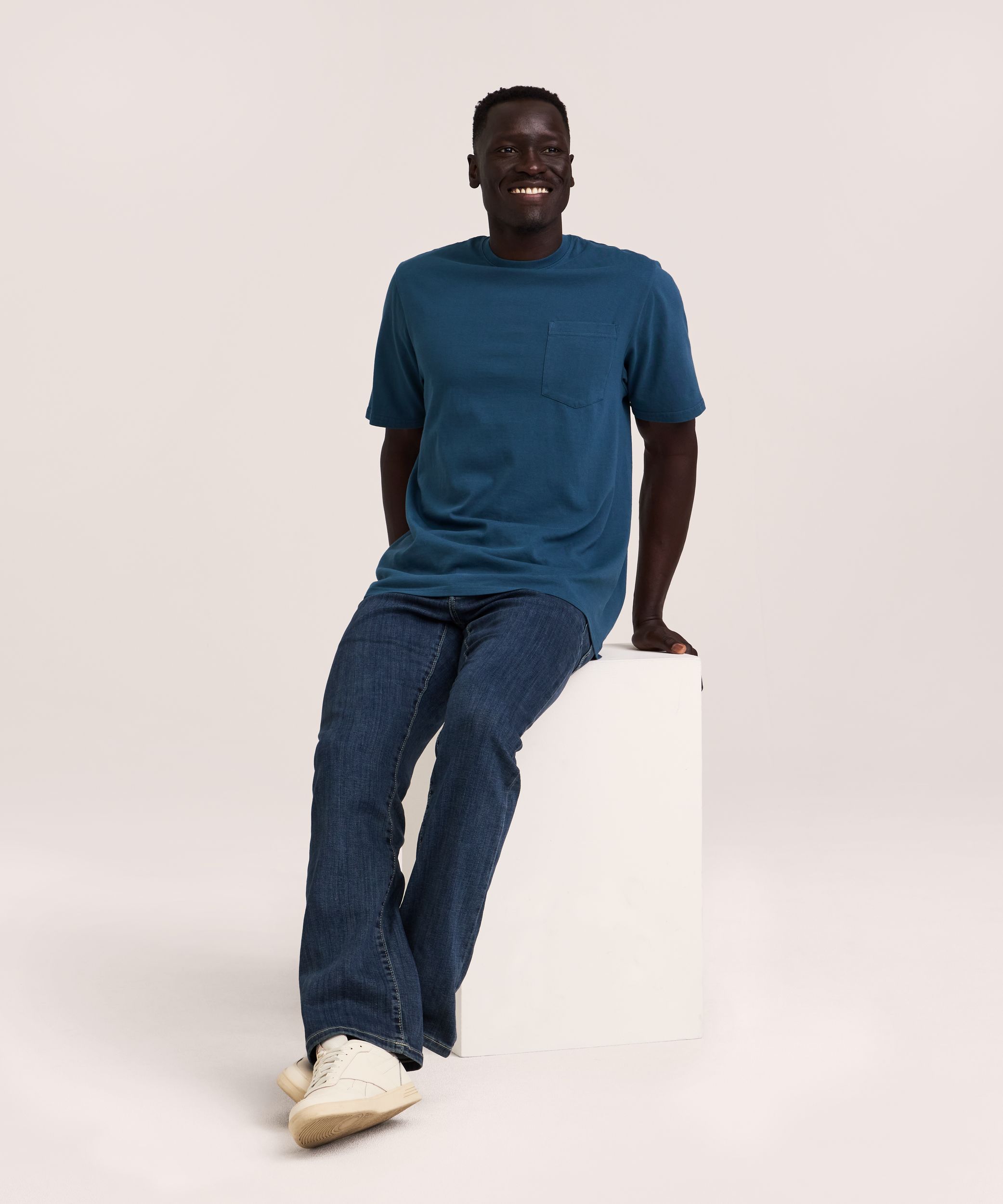 Denver Hayes Men's 50 Wash Classic Fit Chest Pocket Crewneck Cotton T-Shirt