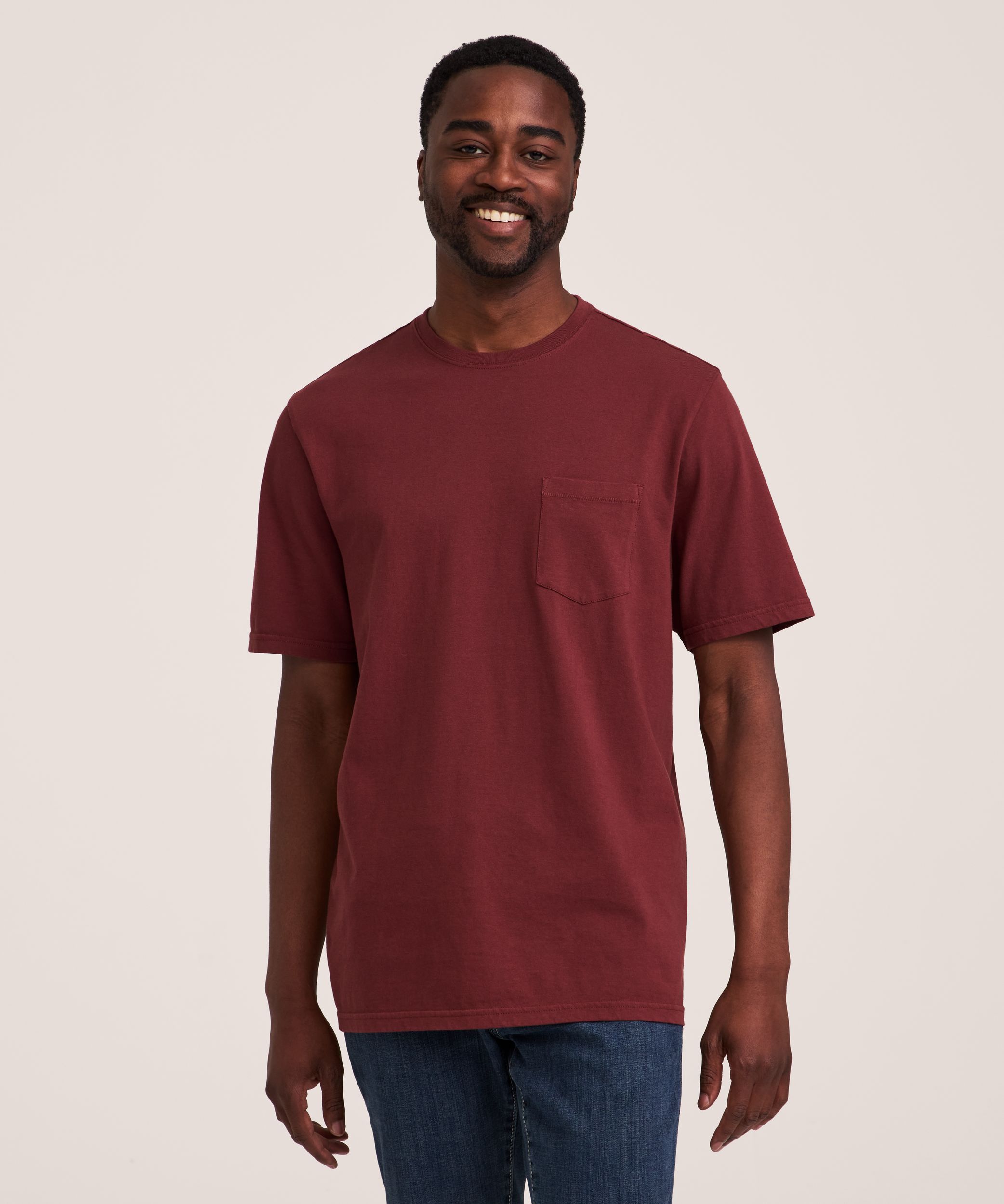 Denver Hayes Men's 50 Wash Classic Fit Chest Pocket Crewneck Cotton T-Shirt