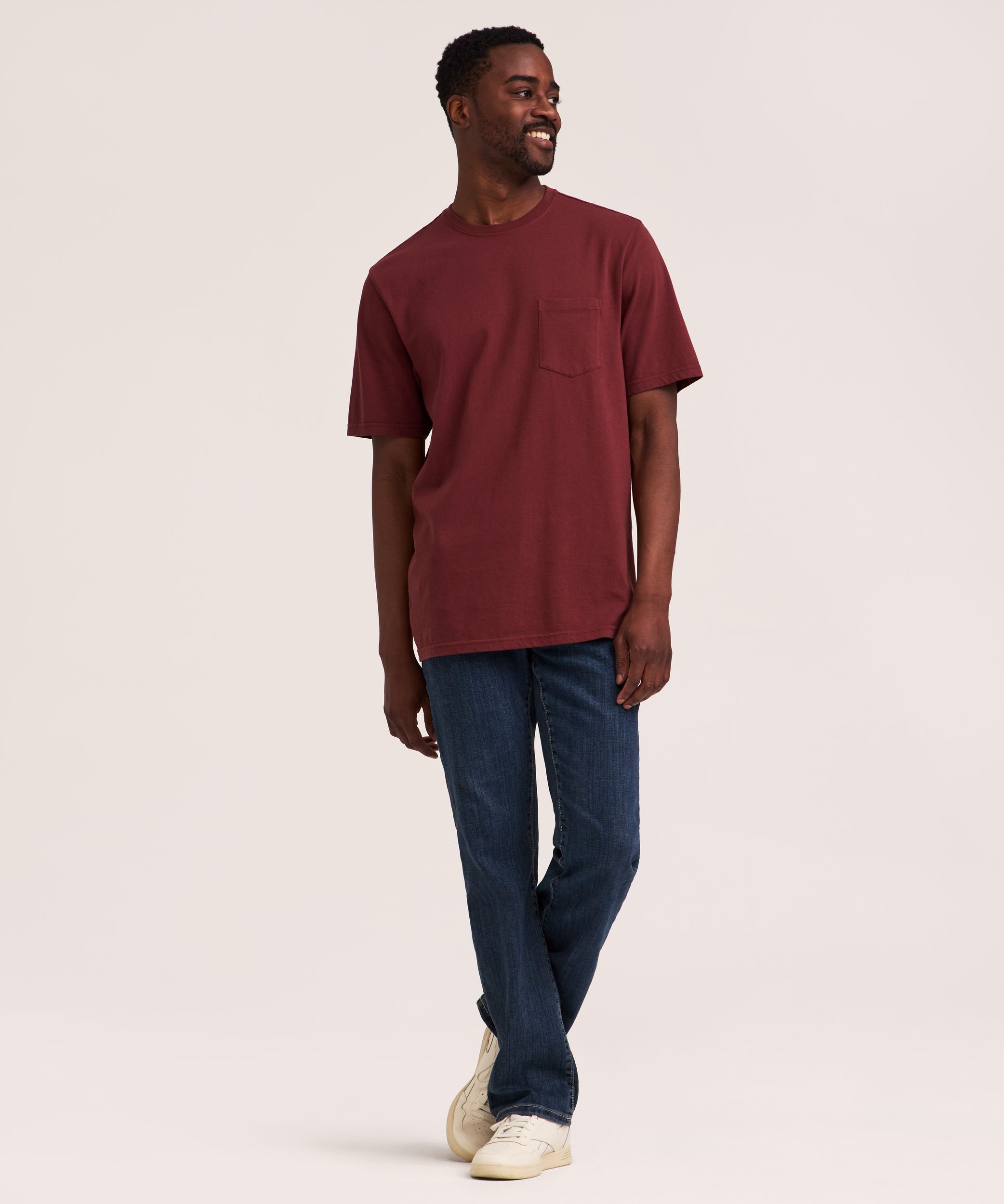 Denver Hayes Men's 50 Wash Classic Fit Chest Pocket Crewneck Cotton T-Shirt
