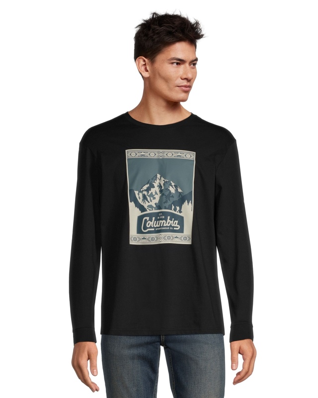 Columbia Men's Rockaway River Long Sleeve Graphic T Shirt Marks