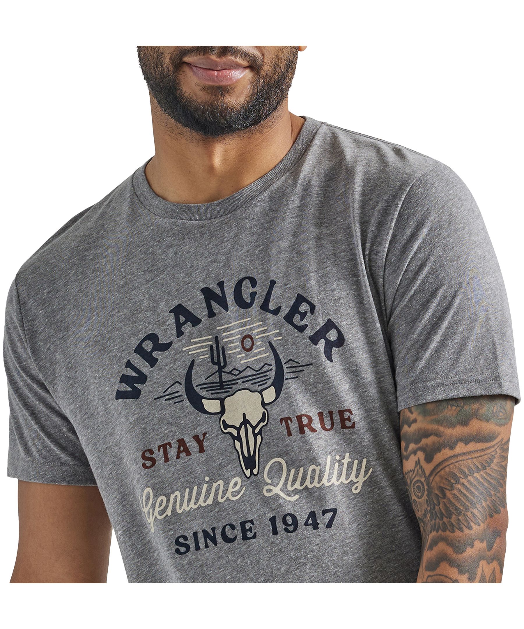 Wrangler Men's Stay True Skull Crewneck Graphic T Shirt
