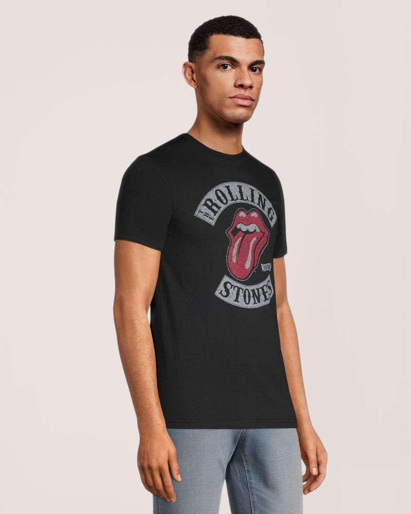 T-shirt graphique coupe classique à col ras du cou avec logo pour hommes, Rolling Stones
