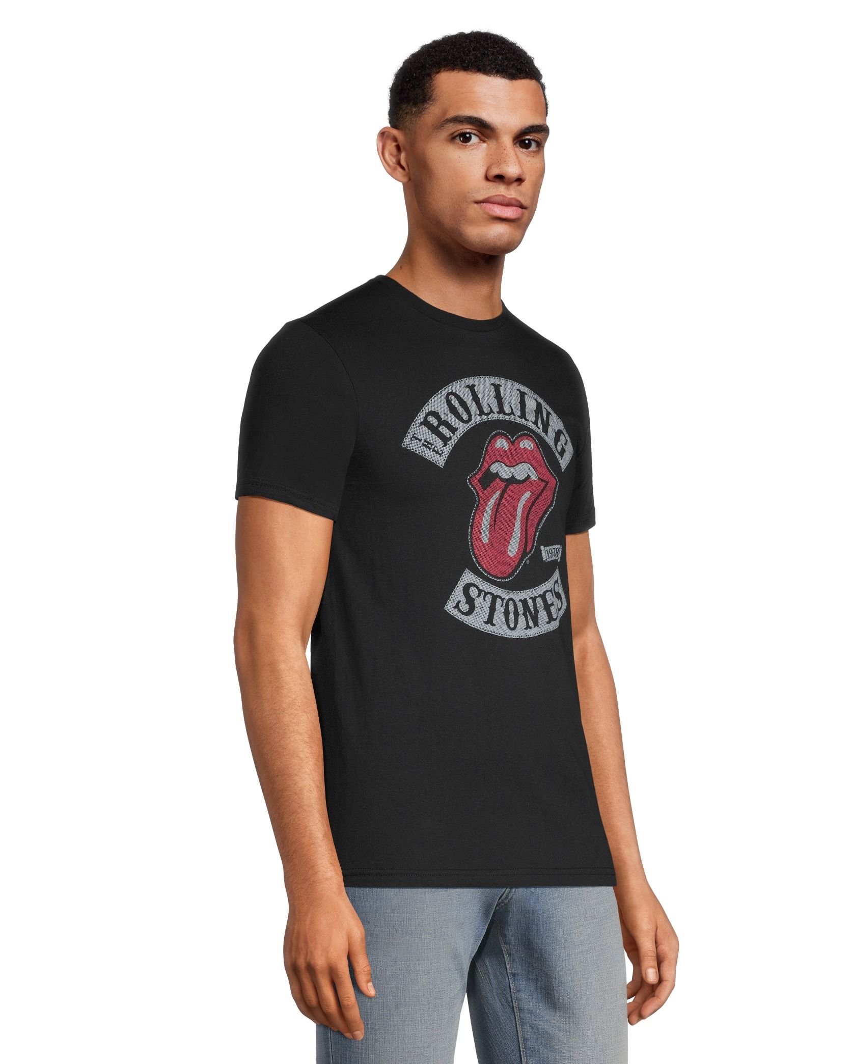 T-shirt graphique coupe classique à col ras du cou avec logo pour hommes, Rolling Stones