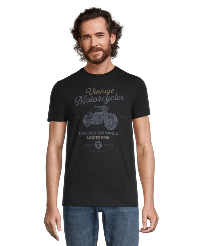 Logo T-Shirt Men's Vintage Motorcycle Classic Fit Crewneck Graphic T Shirt