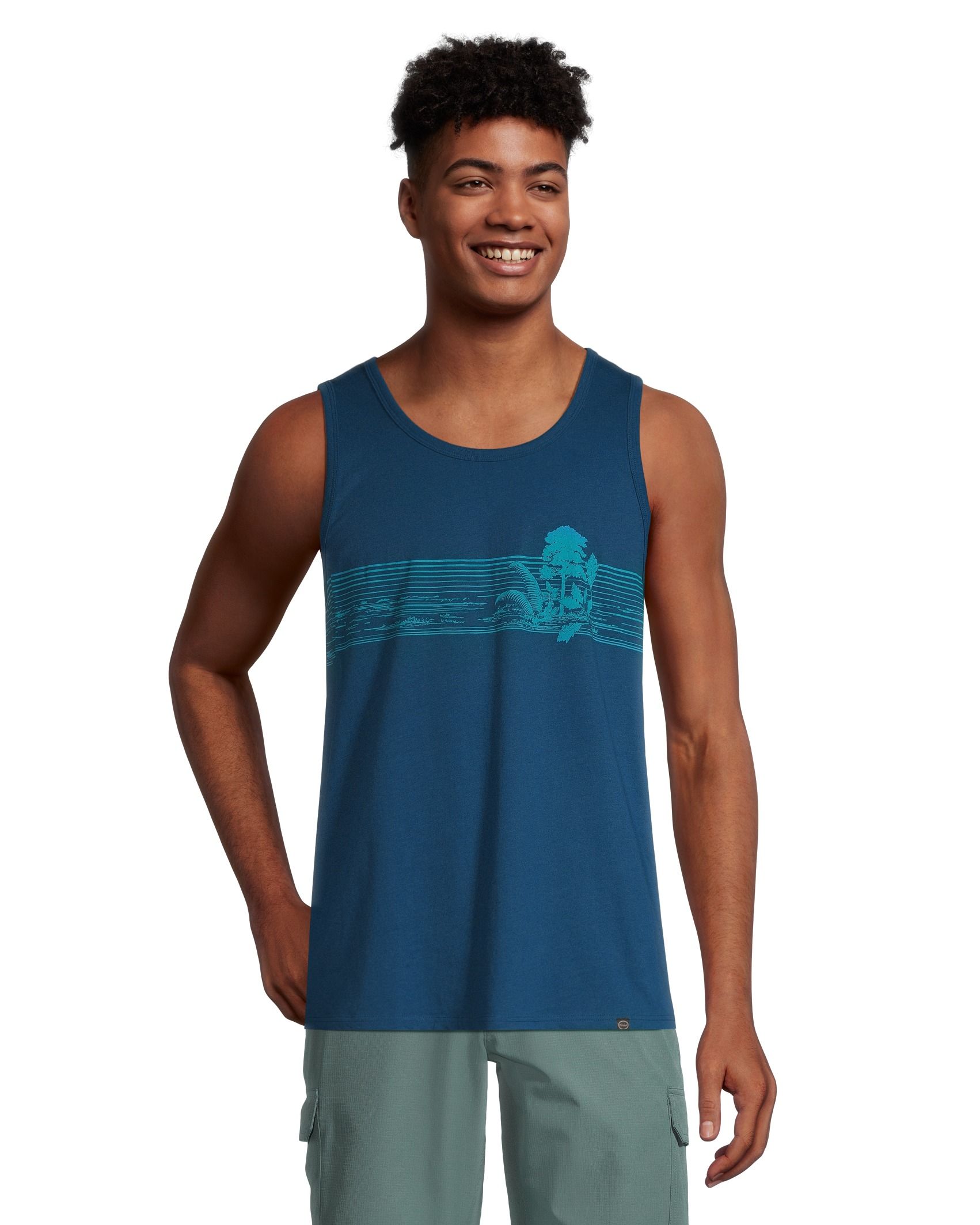 FarWest Men's Graphic Palm Tank Top Marks