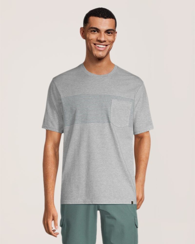 T-shirt à col ras du cou avec rayures pour hommes, FarWest