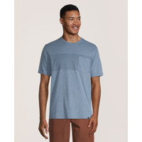 T-shirt à col ras du cou avec rayures pour hommes, FarWest Front_Flat