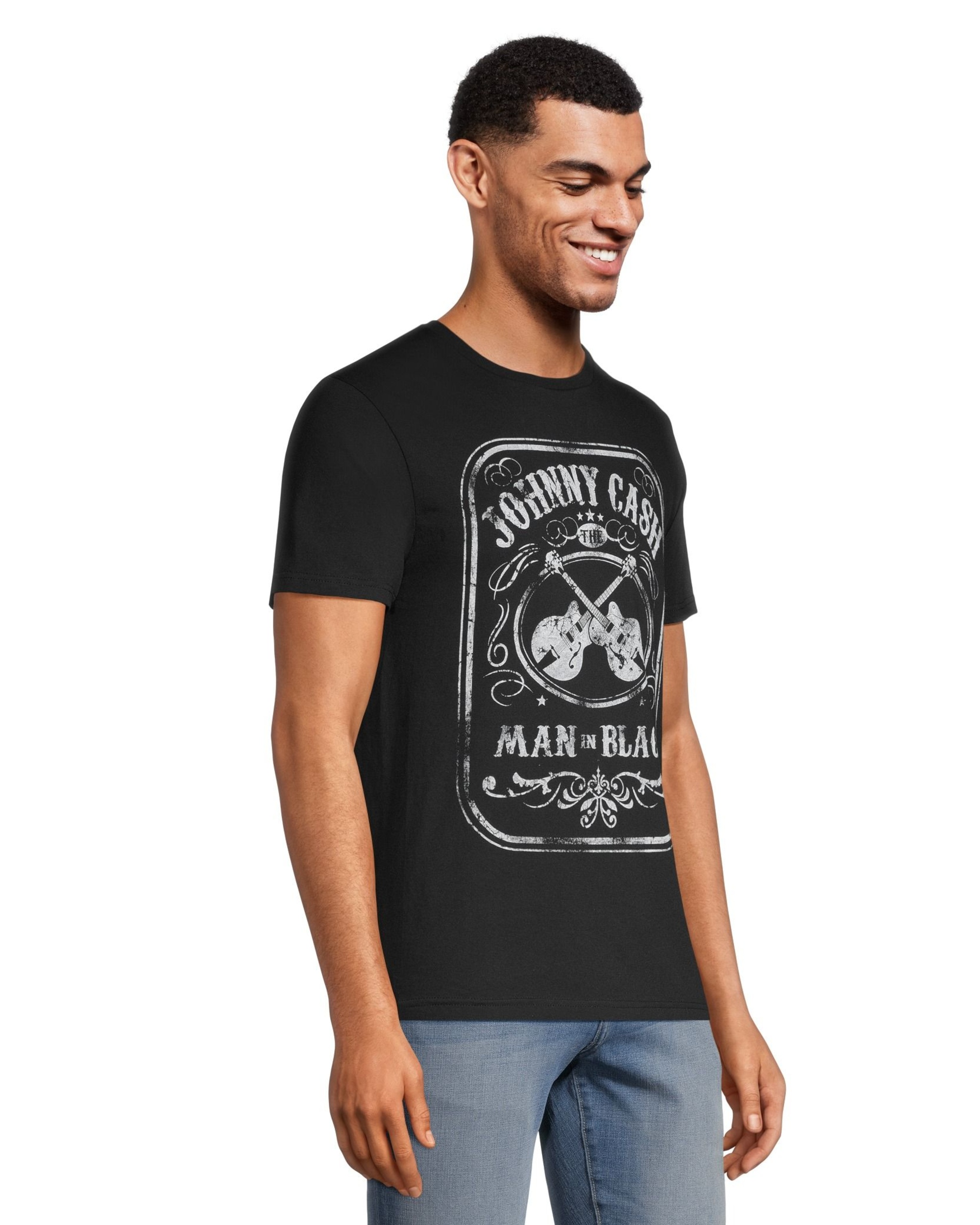 Logo T-Shirts Men's Johnny Cash Man in Black Graphic Vintage T Shirt ...