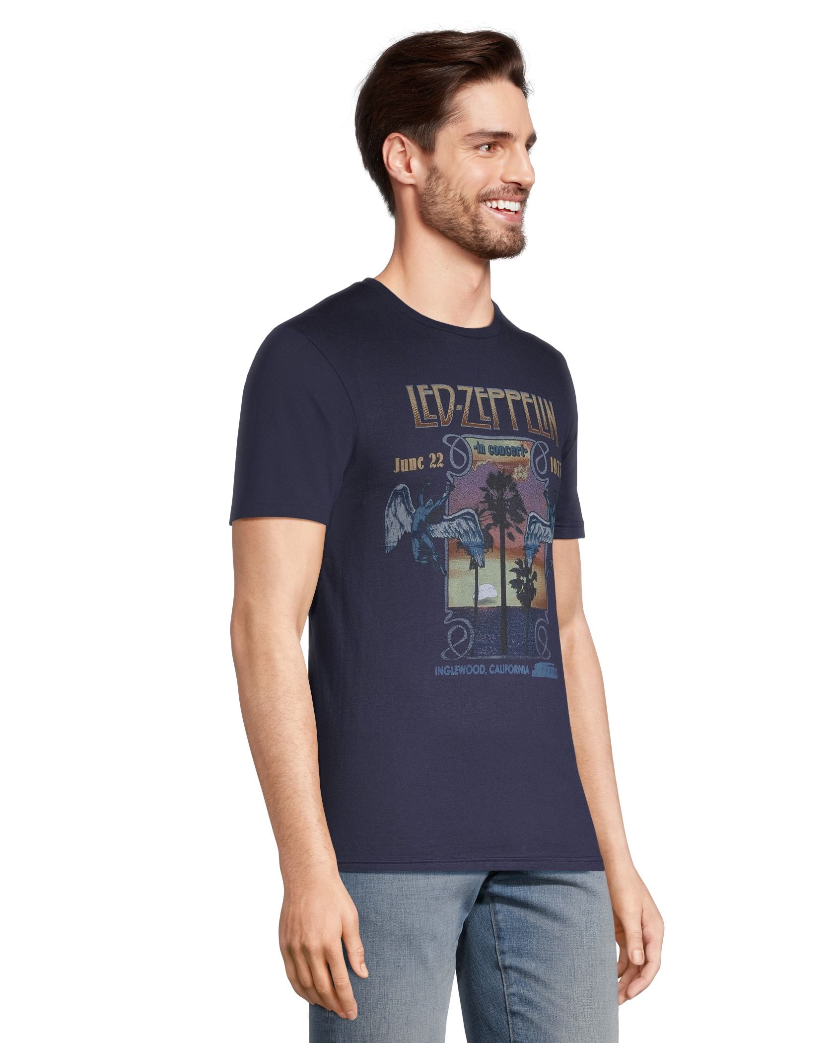 T shirt graphique r tro pour hommes Led Zeppelin Inglewood Logo