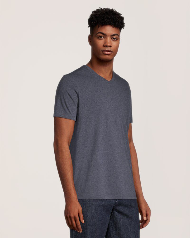 T-shirt extensible à encolure en V pour hommes, Denver Hayes