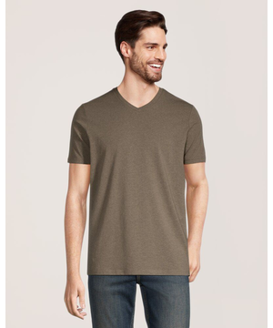 T-shirt extensible à encolure en V pour hommes, Denver Hayes
