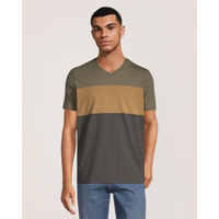 T-shirt extensible à encolure en V pour hommes, Denver Hayes Front_Flat