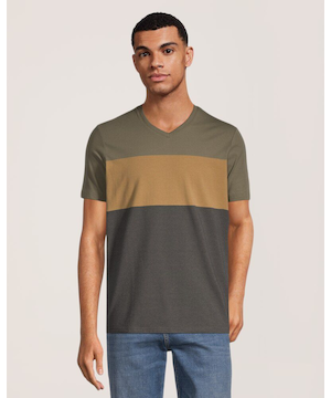 T-shirt extensible à encolure en V pour hommes, Denver Hayes