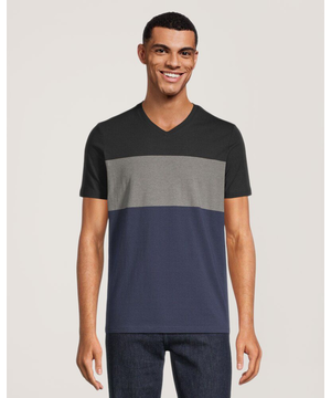 T-shirt extensible à encolure en V pour hommes, Denver Hayes