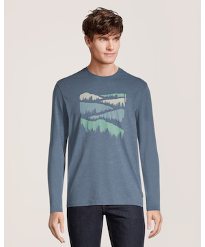 T-shirt à manches longues avec graphique d'arbres CF pour hommes, WindRiver