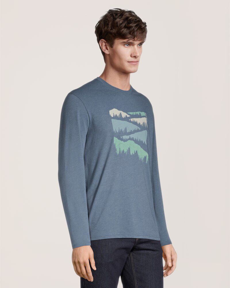 T-shirt à manches longues avec graphique d'arbres CF pour hommes, WindRiver