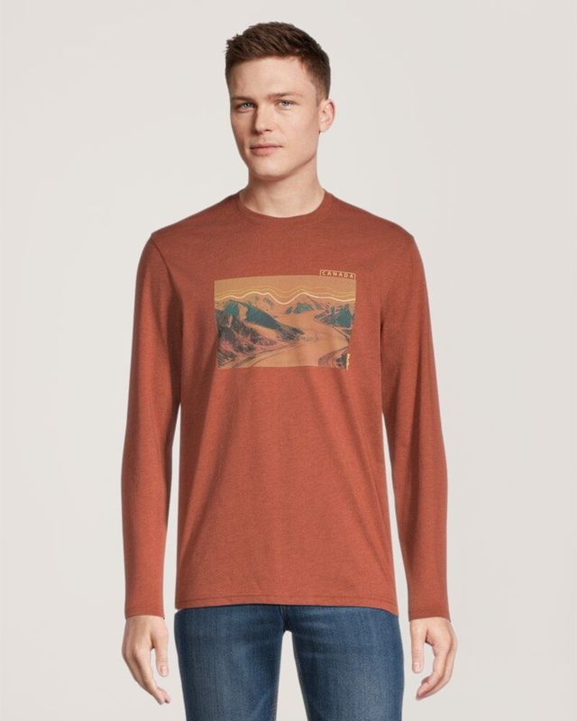 T-shirt à manches longues avec graphique de glacier CF pour hommes, WindRiver
