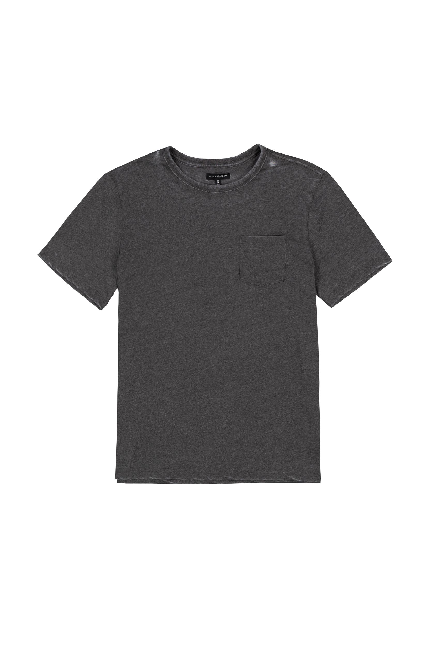 T-shirt délavé à l'acide avec poche de poitrine