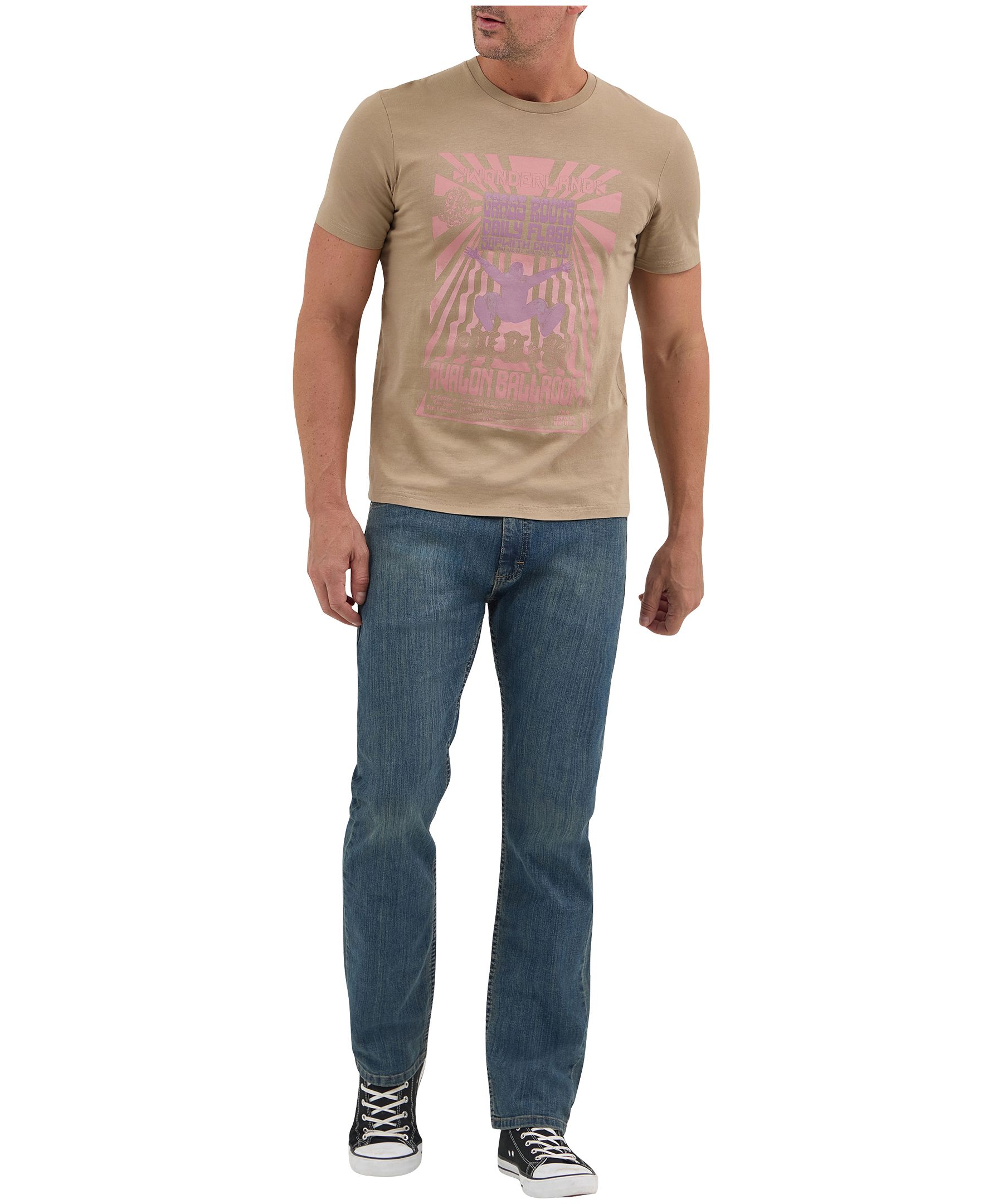 T-shirt avec graphique PI pour hommes, chien de famille et pays des merveilles, Wrangler