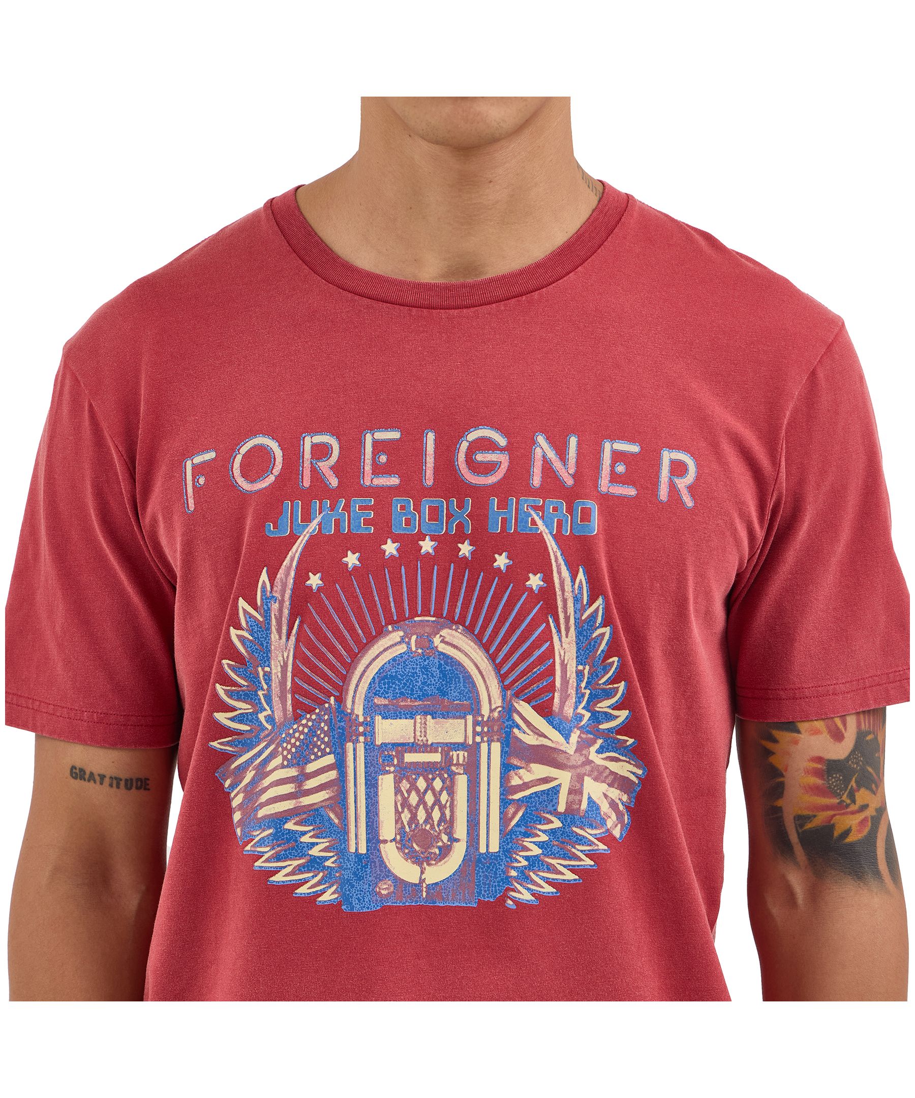 T-shirt graphique pour hommes, Foreigner Juke Box Hero, Wrangler
