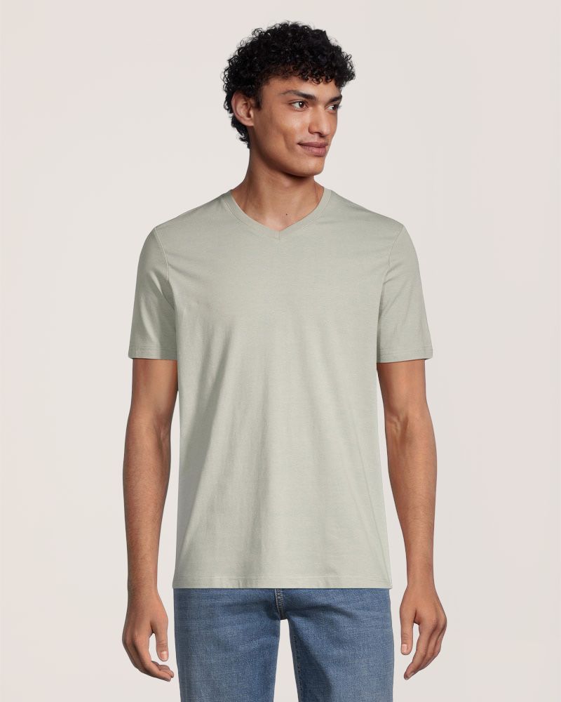 T-shirt extensible de coupe moderne à encolure en V pour hommes, Denver Hayes