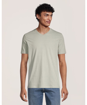 T-shirt extensible de coupe moderne à encolure en V pour hommes, Denver Hayes