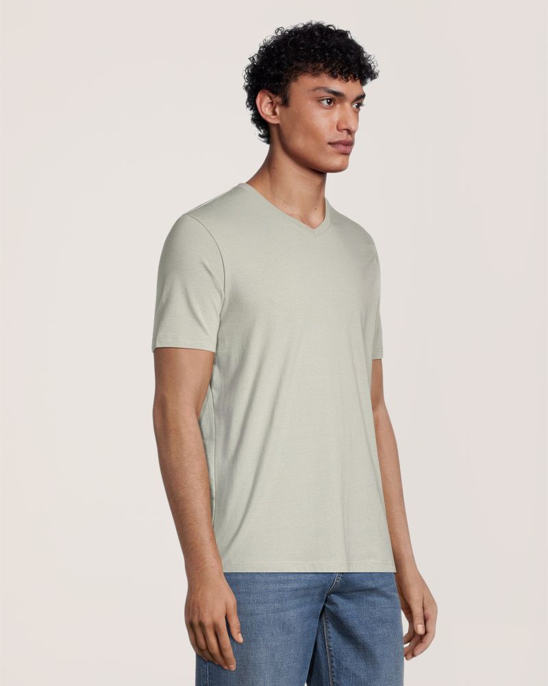T-shirt extensible de coupe moderne à encolure en V pour hommes, Denver Hayes