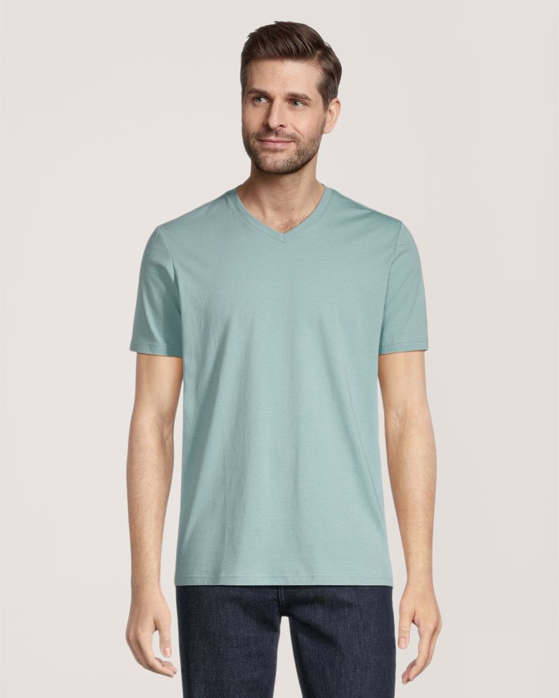 T-shirt extensible de coupe moderne à encolure en V pour hommes, Denver Hayes