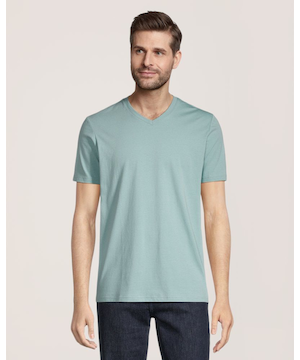 T-shirt extensible de coupe moderne à encolure en V pour hommes, Denver Hayes
