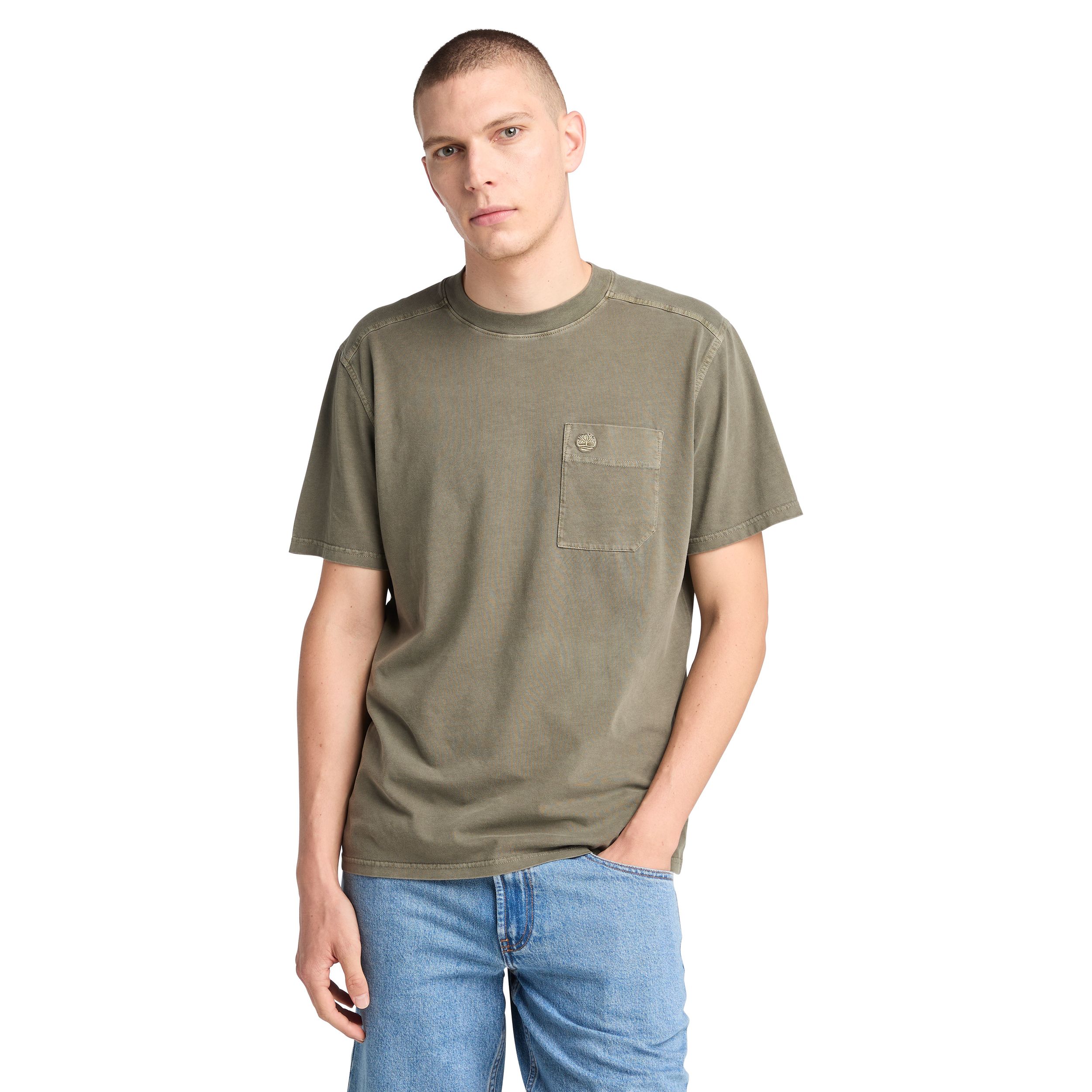 T-shirt teint en pièce à logo d'arbre pour hommes, Timberland