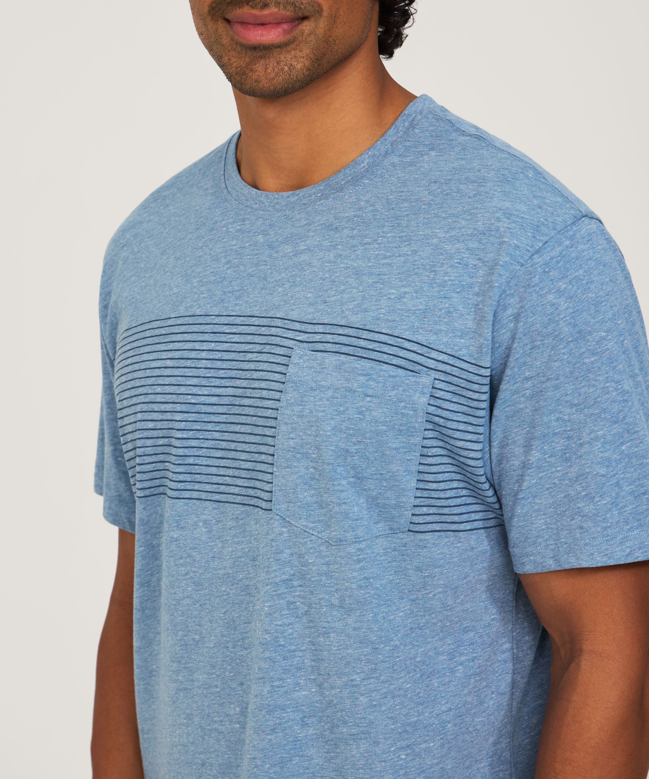 FarWest Men's Chest Pocket Striped T-Shirt