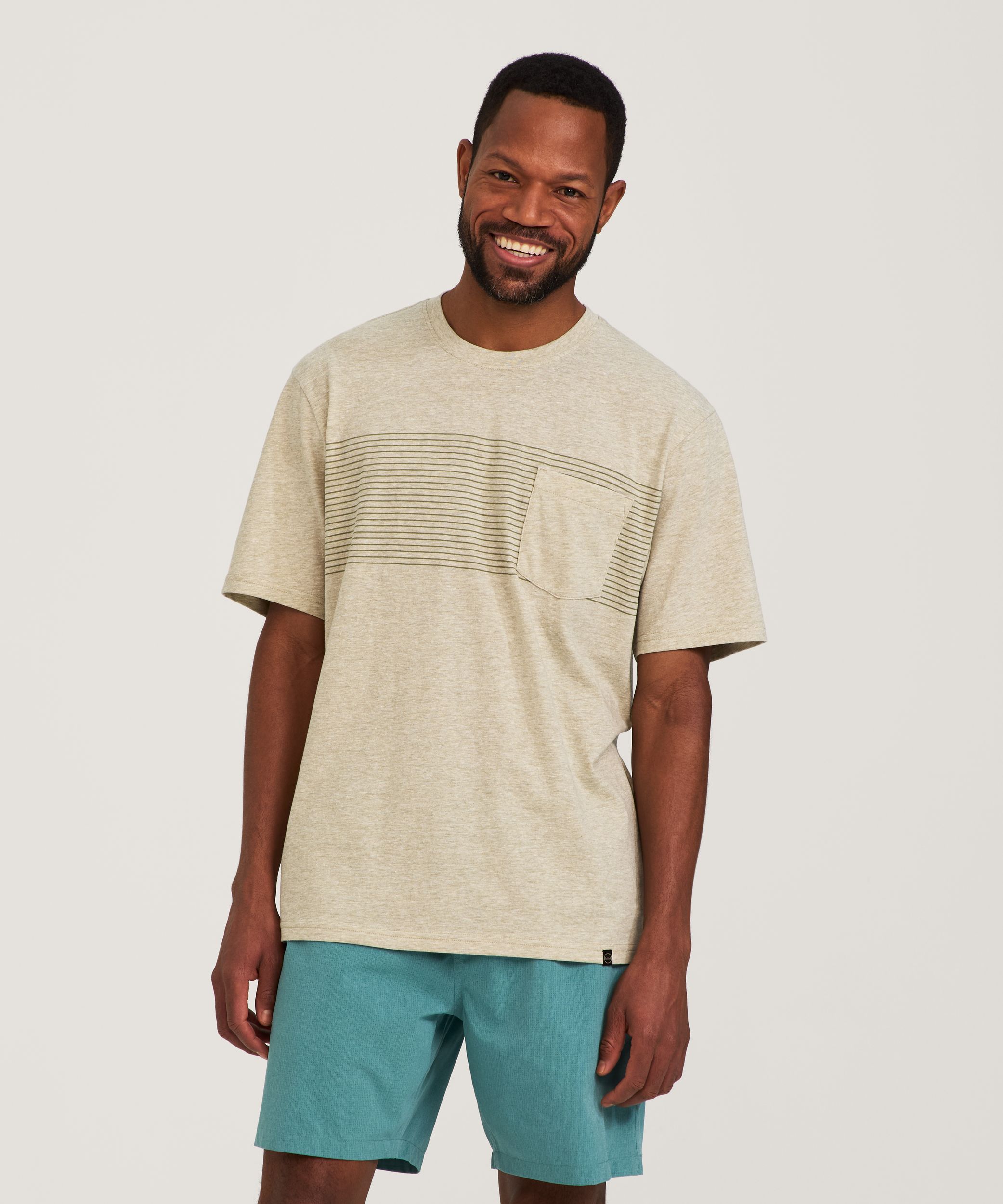 FarWest Men's Chest Pocket Striped T-Shirt