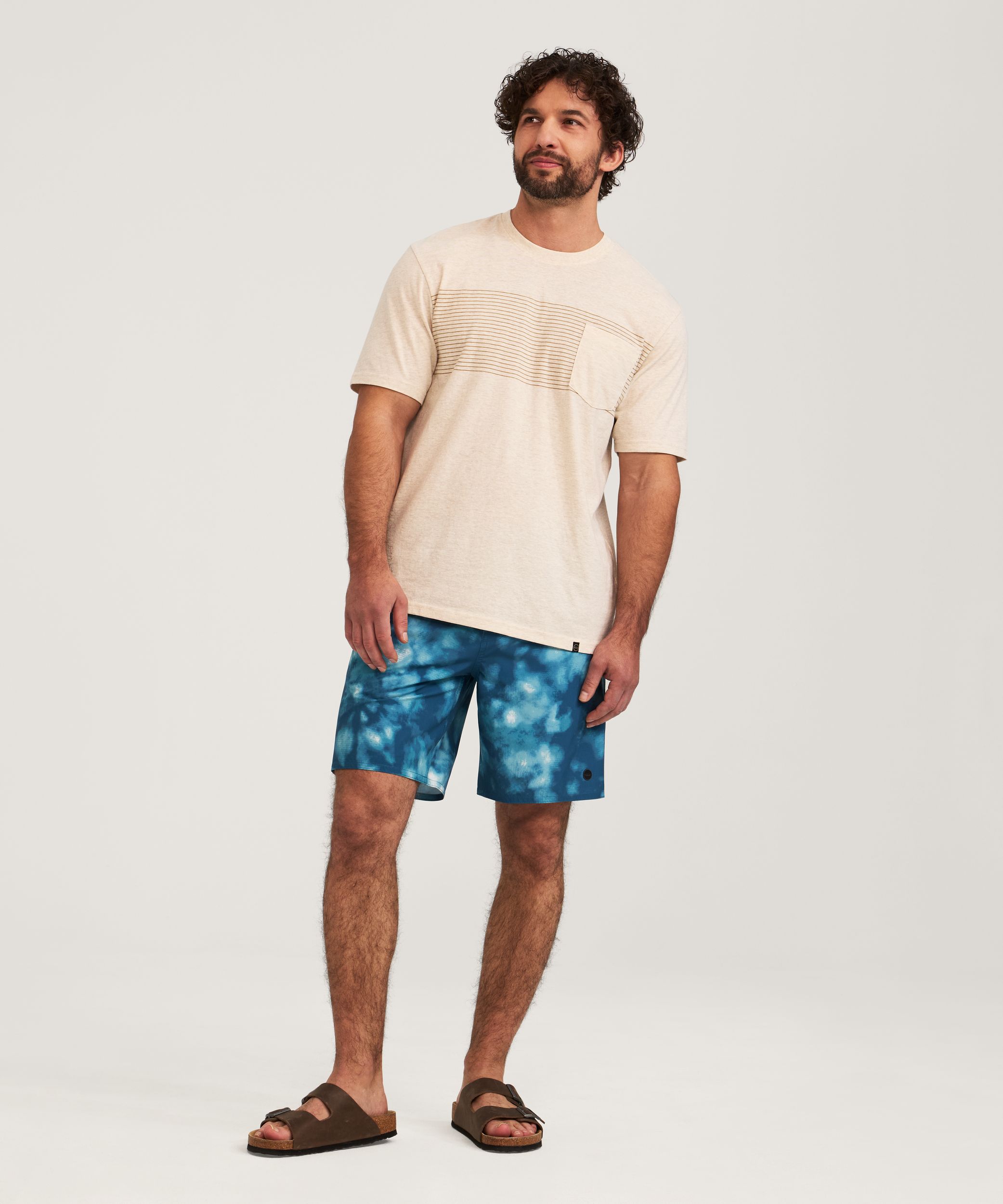 FarWest Men's Chest Pocket Striped T-Shirt