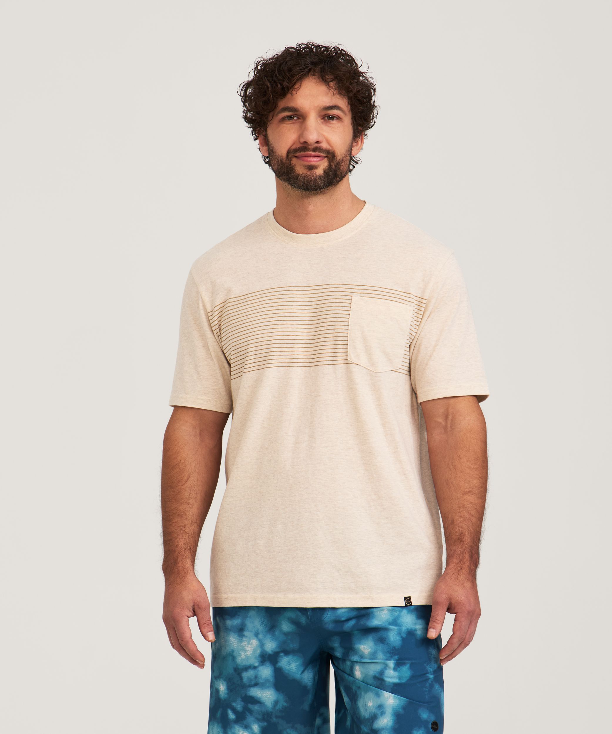 FarWest Men's Chest Pocket Striped T-Shirt
