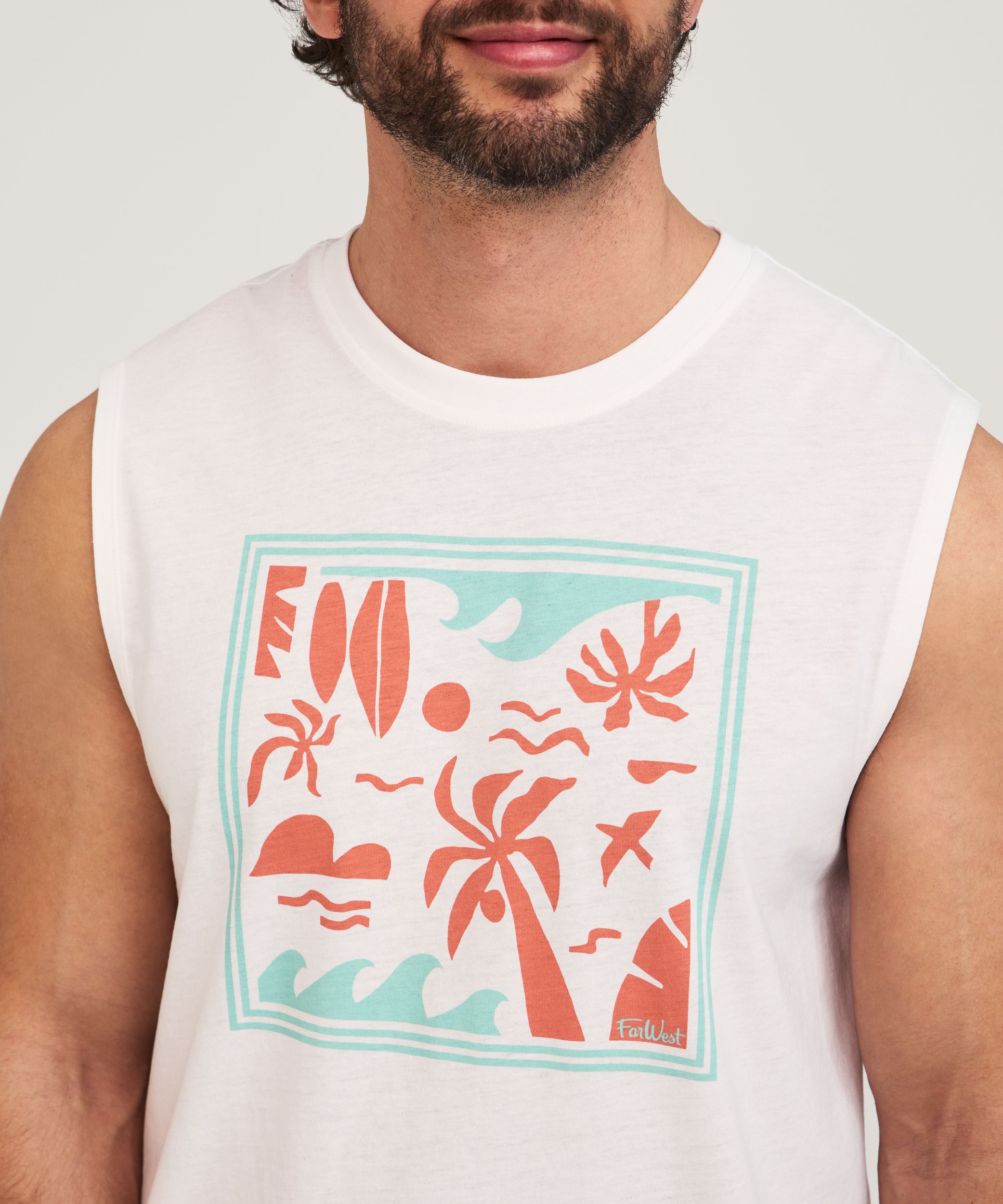 FarWest Men's Graphic Muscle Top