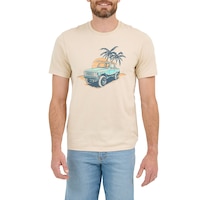 T-shirt graphique pour hommes, coucher du soleil hors des sentiers battus, Wrangler Front_Flat