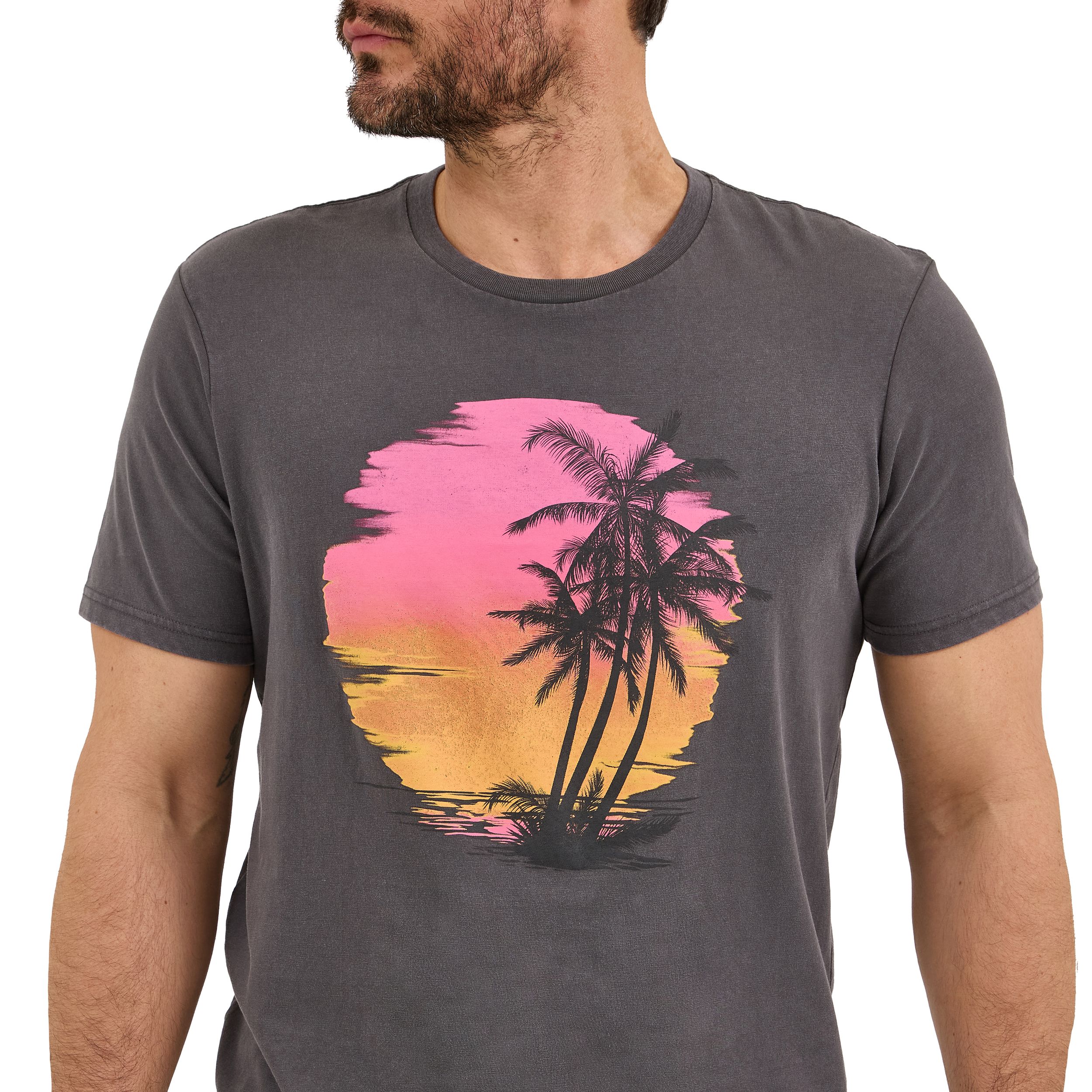 T-shirt graphique pour hommes, coucher de soleil et palmier, Wrangler