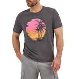 T-shirt graphique pour hommes, coucher de soleil et palmier, Wrangler Front_Flat