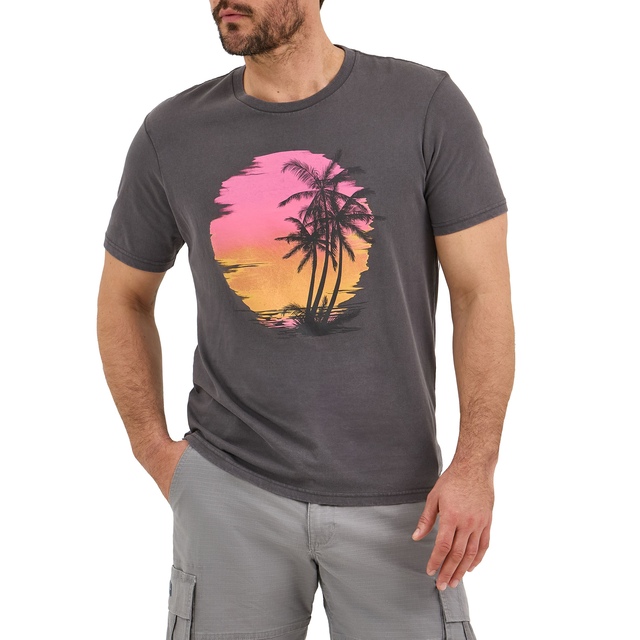 T-shirt graphique pour hommes, coucher de soleil et palmier, Wrangler