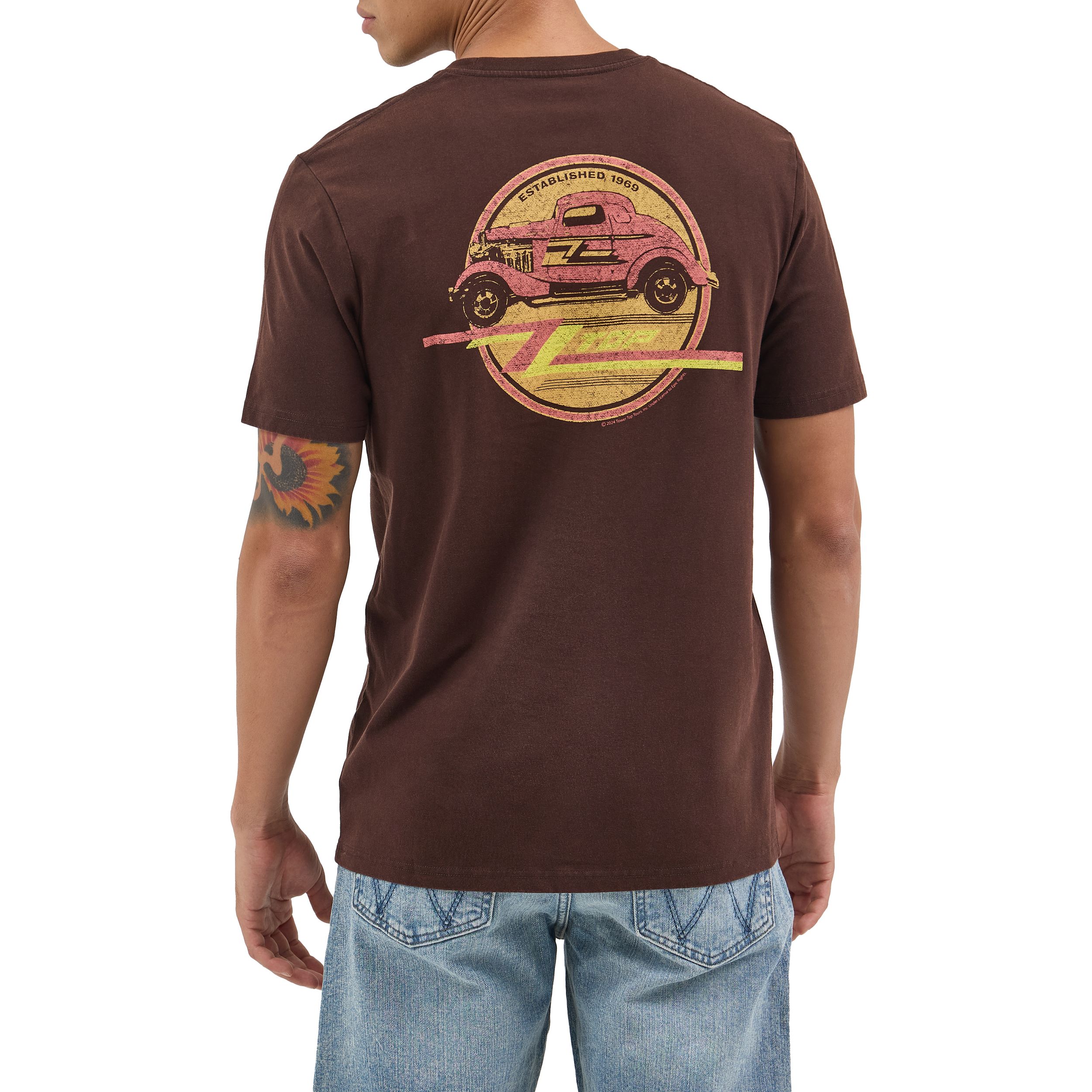 T-shirt graphique à motif de voiture ZZ Top pour hommes, Wrangler Back_Flat